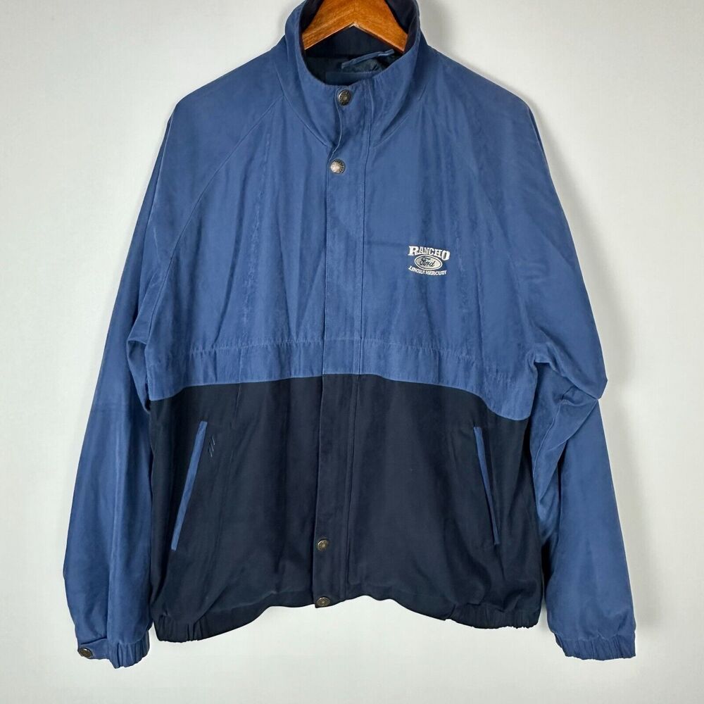 Rancho Ford Lincoln Mercury Mens Faux Suede Jacket Coat Size Large Monterey Club